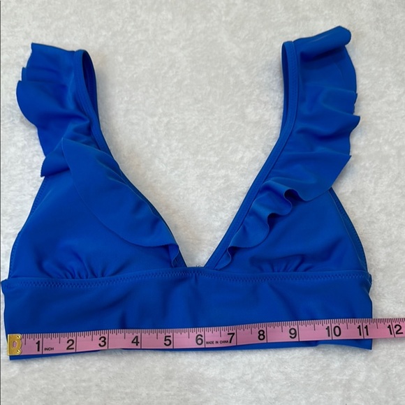 Aerie Blue Ruffle Triangle Adjustable Strap Bikini Top - Picture 5 of 10